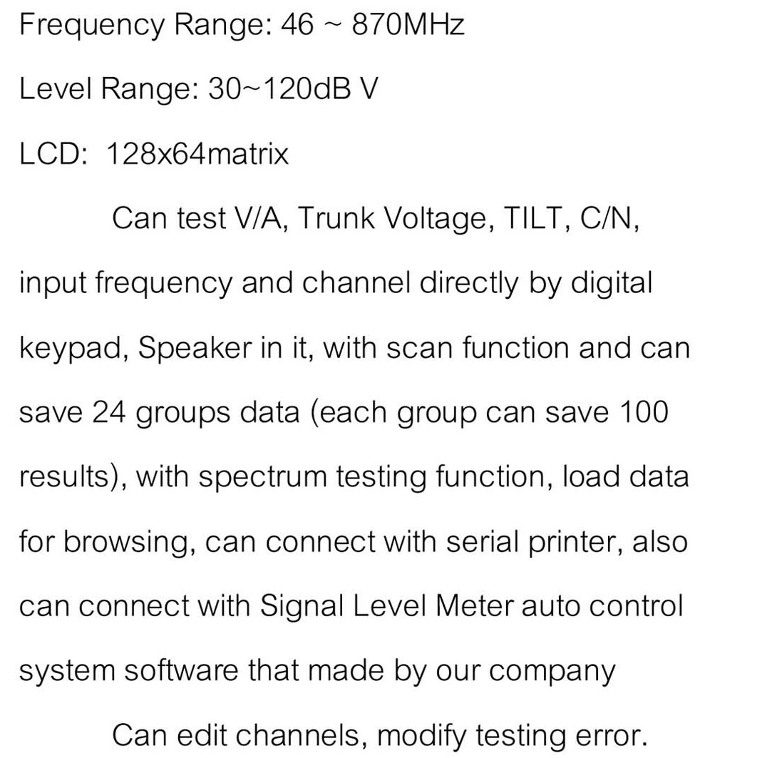 thông số Máy đo tín hiệu truyền hình cáp Analog Infosat LM-870W